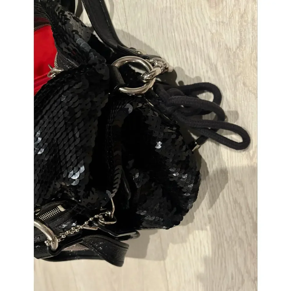 Coach Poppy 13821 Black Sequin Spotlight Tote Antique Brass NWOT Rare Bag